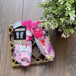 The Childrens Place Snow Gloves Sz 12 24M Pink Dino Print Fleece Lined Mittens
